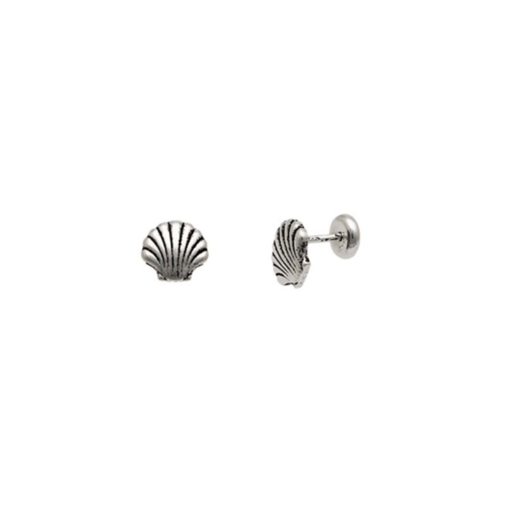 Produto Brinco Feminino de Prata 925 Concha Envelhecida com 7mm