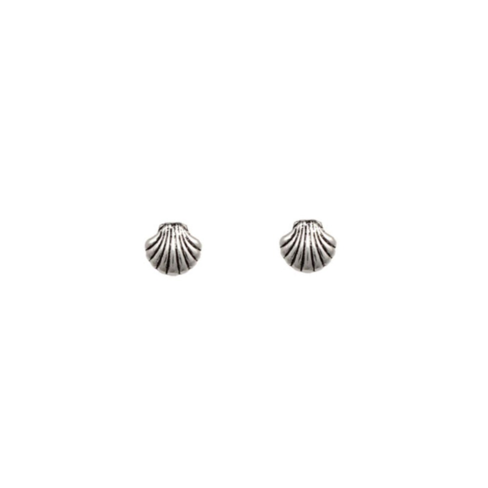 Produto Brinco Feminino de Prata 925 Concha Envelhecida com 7mm