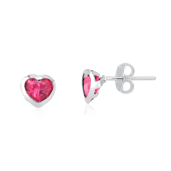 Produto Brinco Feminino de Prata 925 Coração com 4mm Cereja