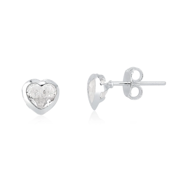 Produto Brinco Feminino de Prata 925 Coração com 4mm Cristal