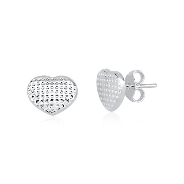 Produto Brinco Feminino de Prata 925 Coração com Bolinhas 