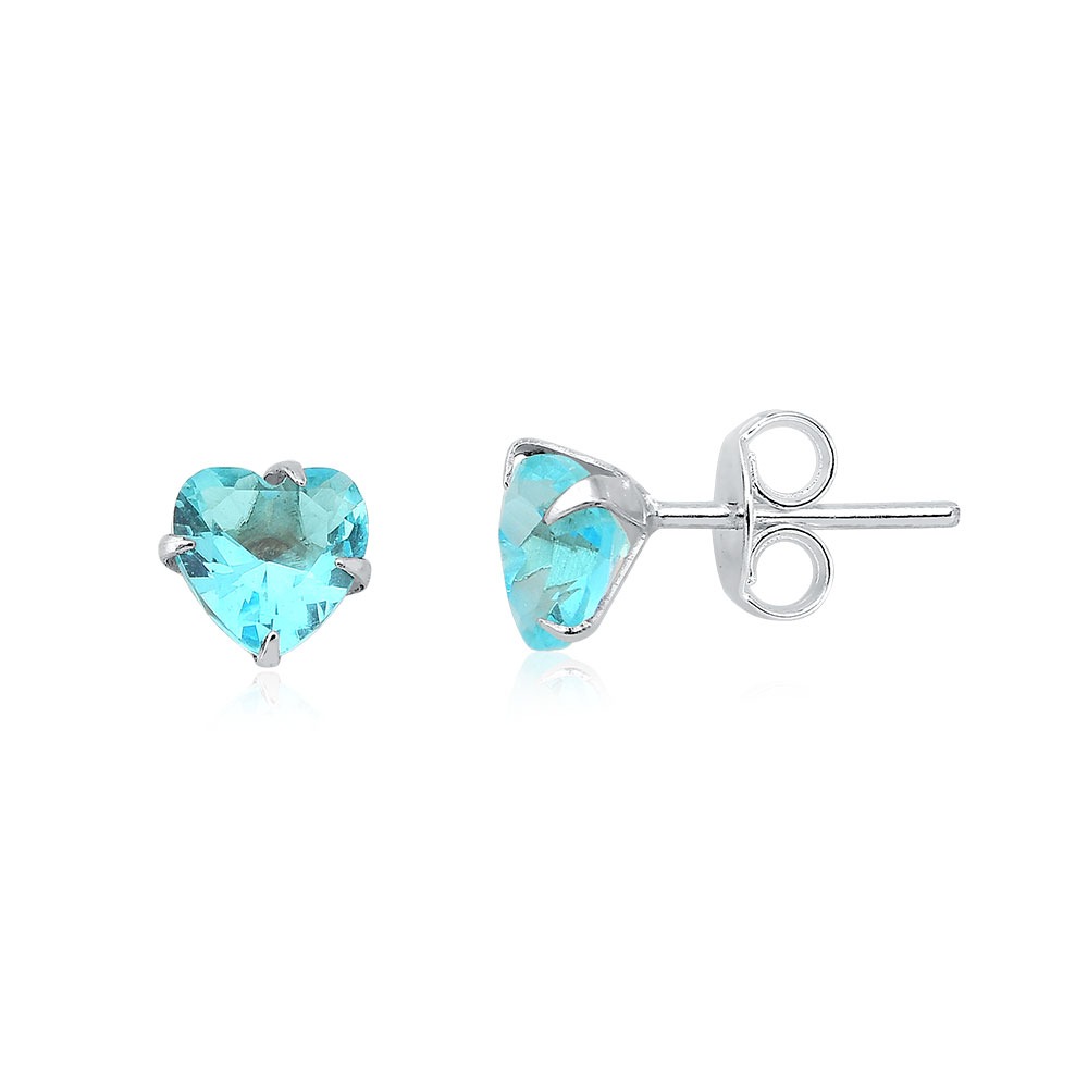 Produto Brinco Feminino de Prata 925 Coração Com Zircônia