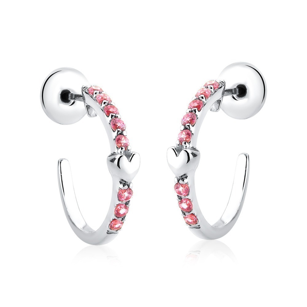 Produto Brinco Feminino de Prata 925 Coração Rodolita