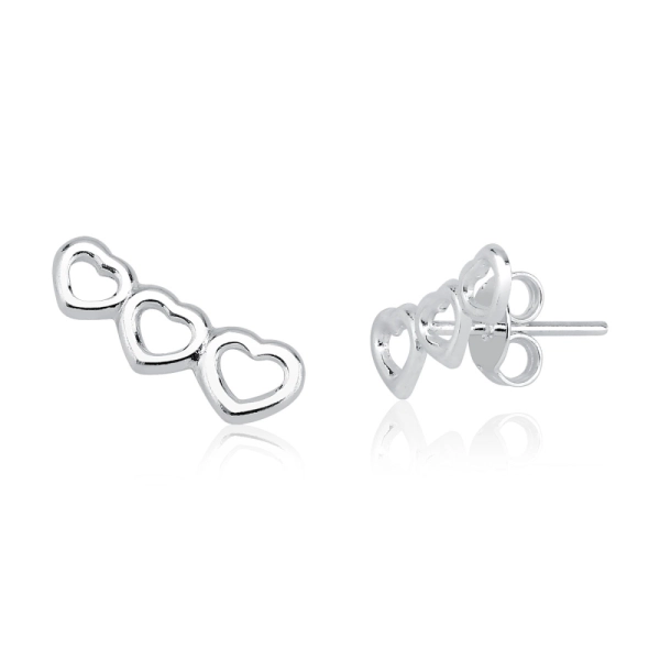 Produto Brinco Feminino de Prata 925 Ear Cuff Coração Vazado