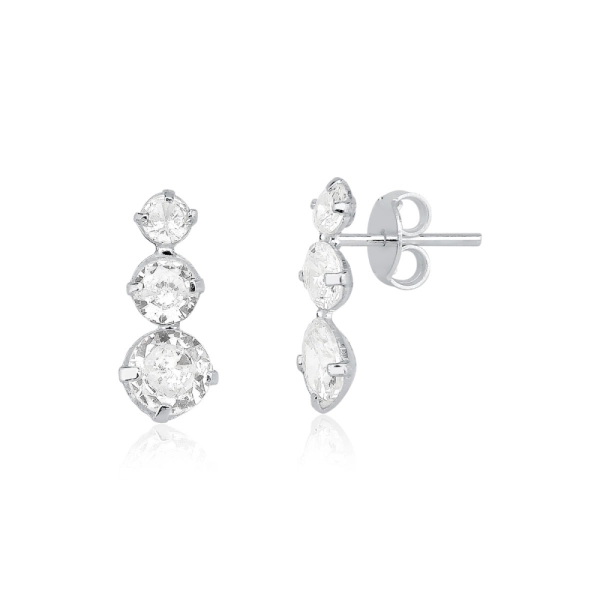 Produto Brinco Feminino de Prata 925 Ear Cuff Redondo com Zircônias