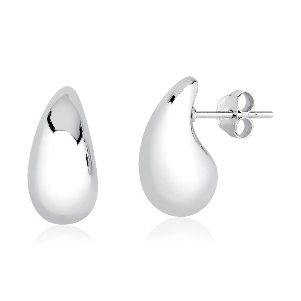 Produto Brinco Feminino de Prata 925 Gota Abaulada com 15mm