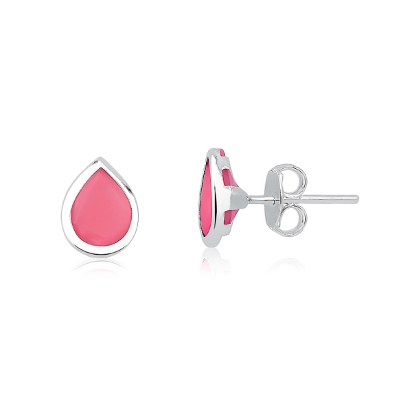 Produto Brinco Feminino de Prata 925 Gota Cravejada Cereja