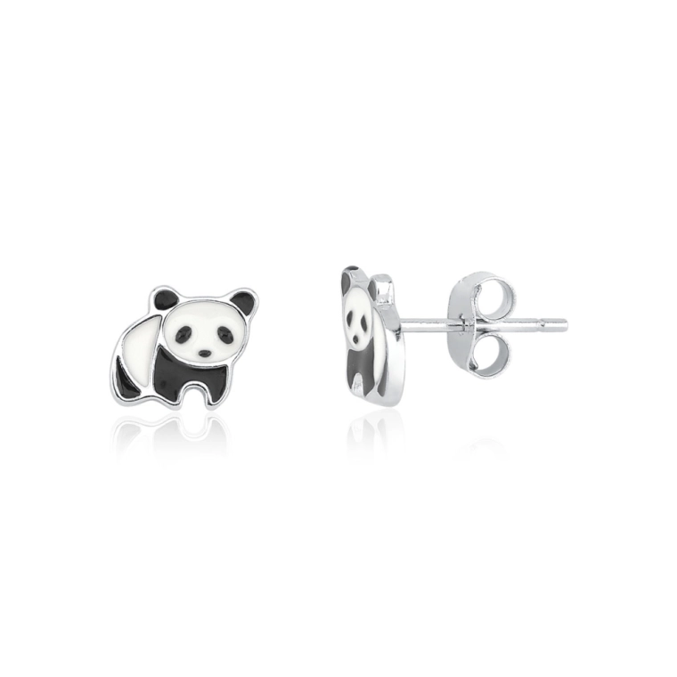 Brinco Feminino de Prata 925 Panda Resinado Produto Brinco Feminino de Prata 925 Panda Resinado