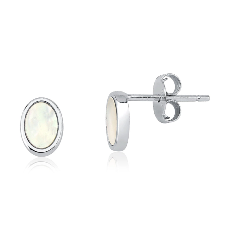 Produto Brinco Feminino de Prata 925 Redondo com Madrepérola