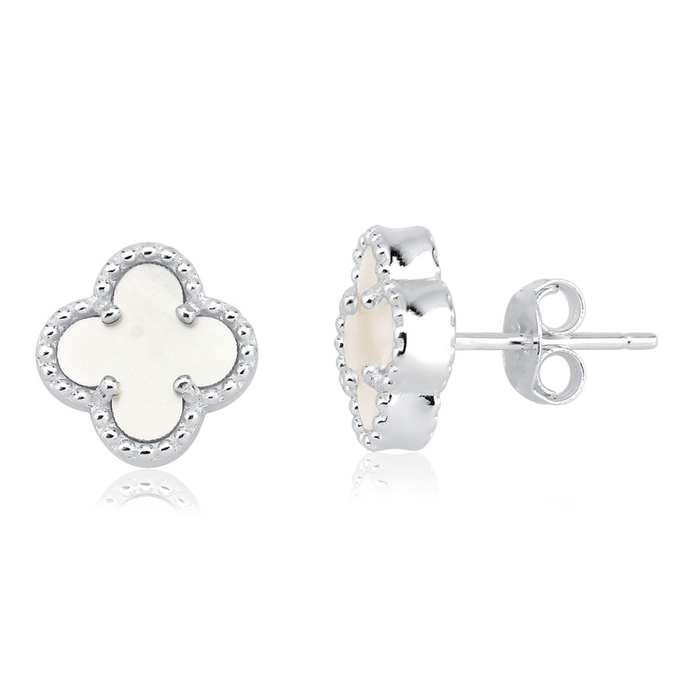 Produto Brinco Feminino de Prata 925 Trevo com 1cm