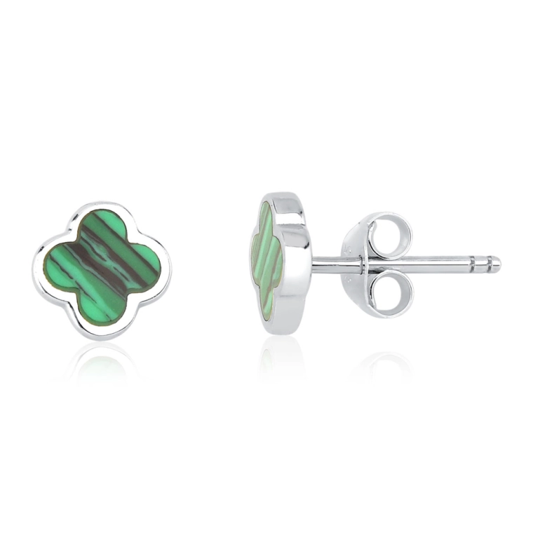 Produto Brinco Feminino de Prata 925 Trevo com 7mm