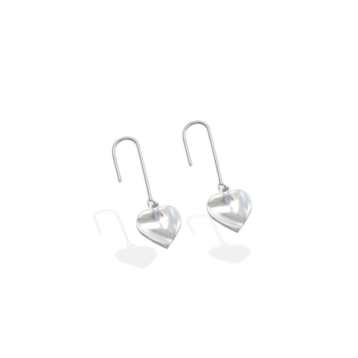 Produto Brinco Feminino de Prata 925 Gancho com Coração Textura Orgânica