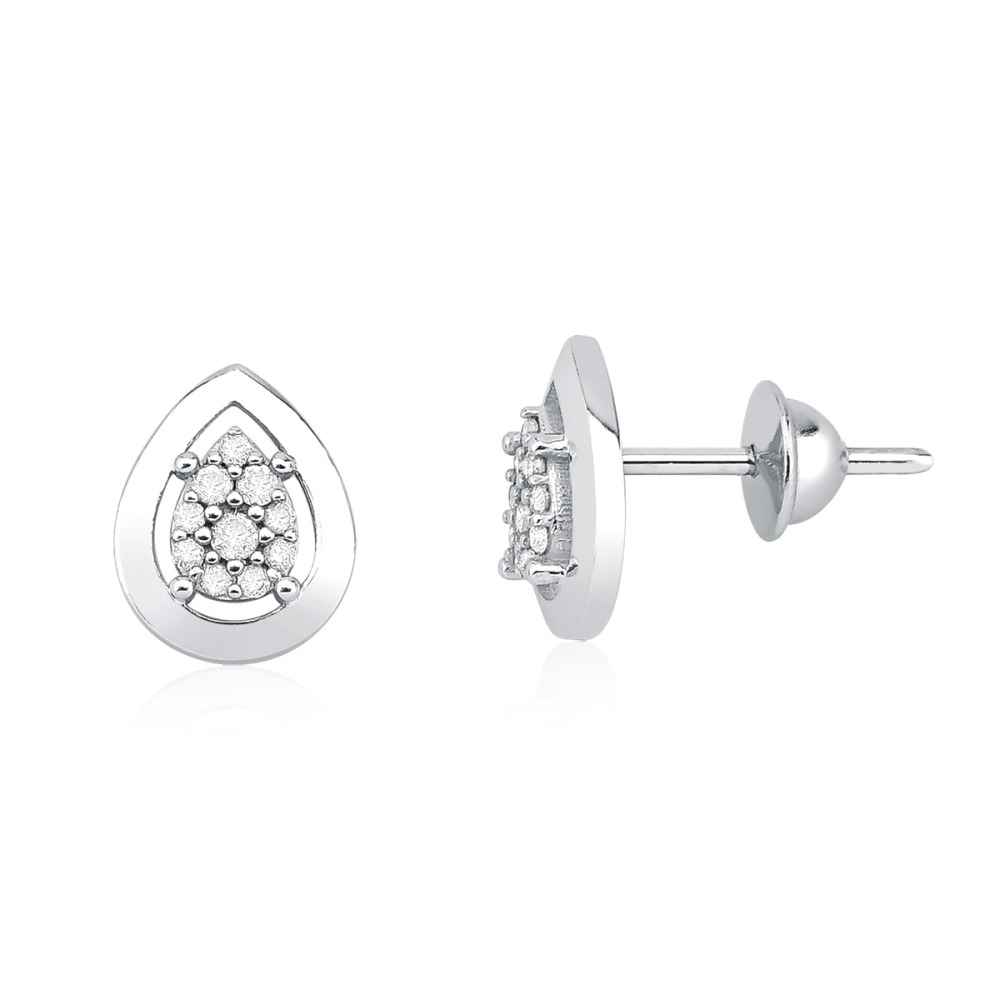 Produto Brinco Gota de Ouro Branco com Diamantes