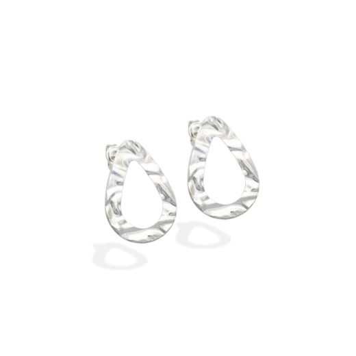 Produto Brinco Feminino de Prata 925 Gota Vazado com Textura Orgânica