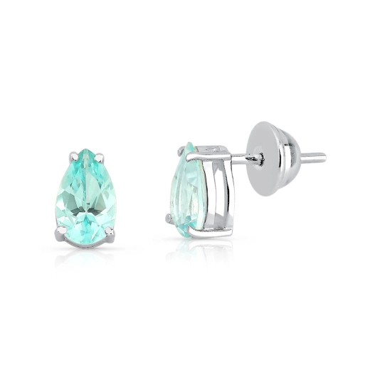 Produto Brinco Feminino de Prata 925 Gota de Topázio Azul Natural
