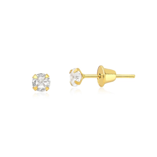 Produto Brinco infantil de ouro 18k pedrinha 2,5mm