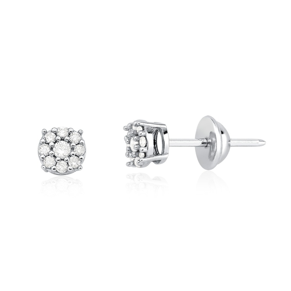 Produto Brinco Invisible 5mm Ponto de luz com Diamantes em Ouro Branco 18k