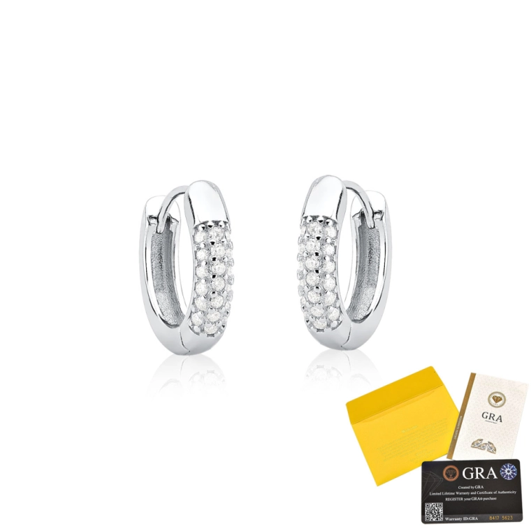 Brinco Moissanite de Prata 925 Argola 3 Fileiras Produto Brinco Moissanite de Prata 925 Argola 3 Fileiras