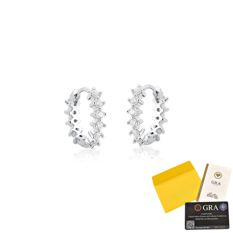 Brinco Moissanite de Prata 925 Argola Cravejada Produto Brinco Moissanite de Prata 925 Argola Cravejada