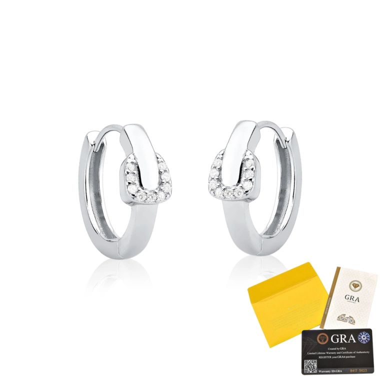 Brinco Moissanite de Prata 925 Formato'U' cravejado Produto Brinco Moissanite de Prata 925 Formato'U' cravejado