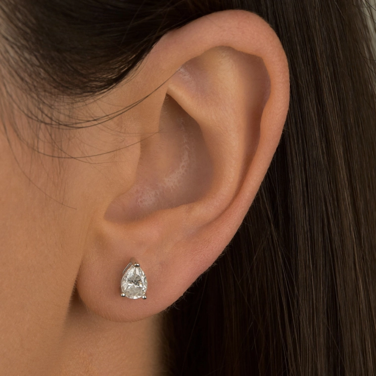 Produto Brinco Moissanite de Prata 925 Gota com 8mm 2ct