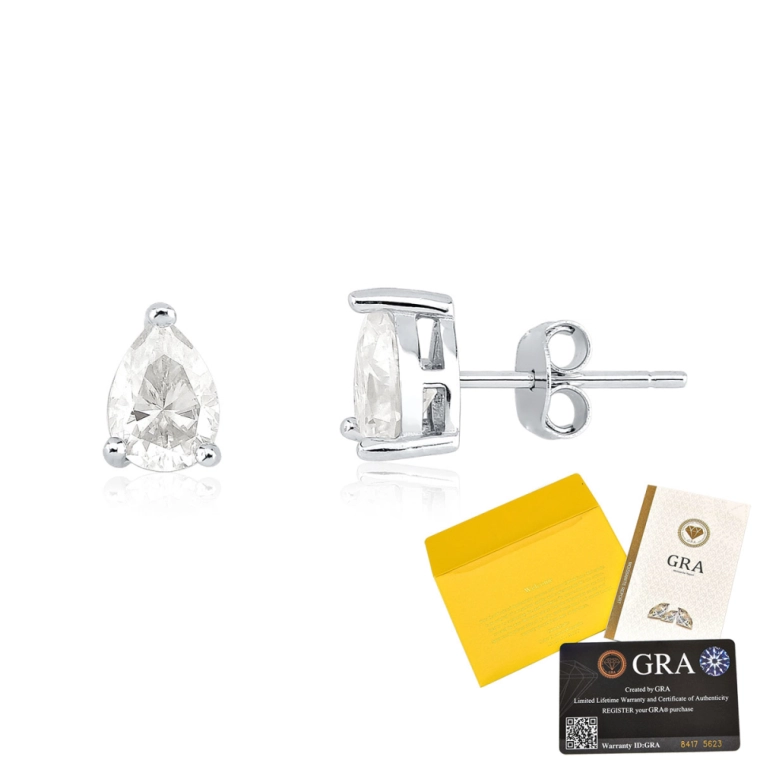 Produto Brinco Moissanite de Prata 925 Gota com 8mm 2ct