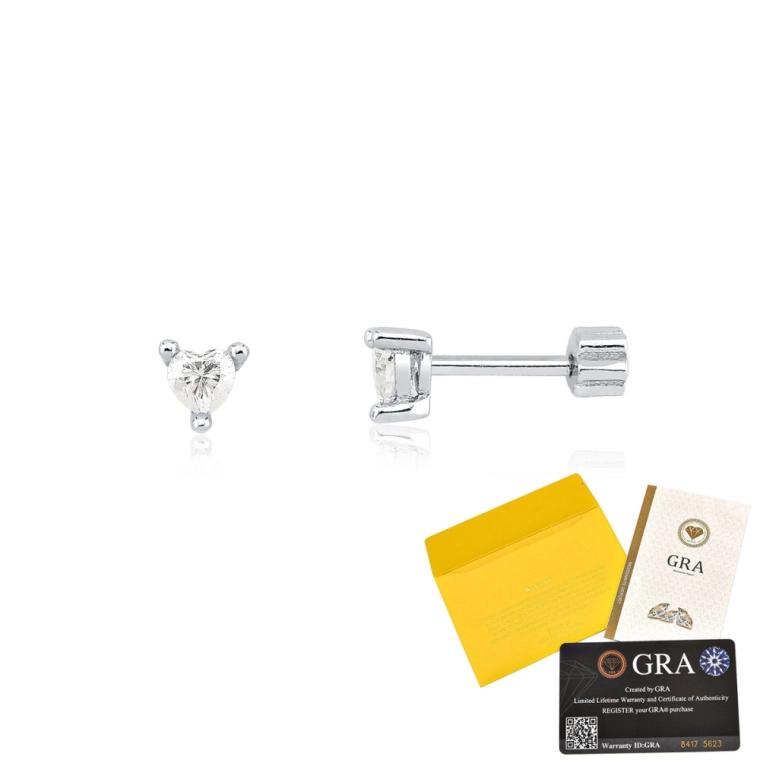 Produto Brinco Moissanite de Prata 925 Ponto de Luz Coração