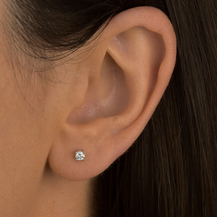 Produto Brinco Moissanite de Prata 925 Redondo com Certificado GRA