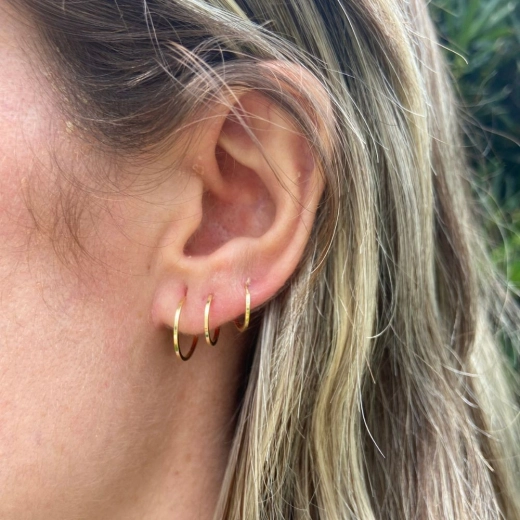 Produto Trio argolas de Ouro 18k Redonda com 10mm/12mm/14mm