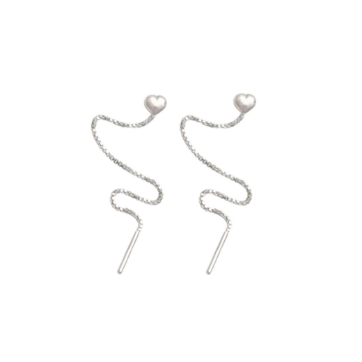 Produto Brinco Feminino de Prata 925 Passante com Coração