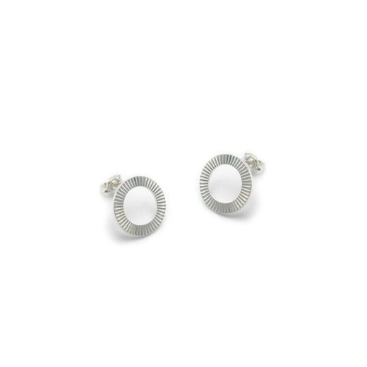 Produto Brinco Feminino de Prata 925 Redondo Vazado Diamantado