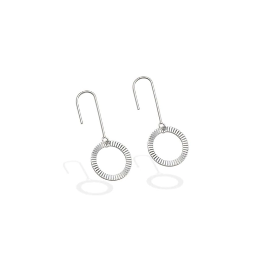 Brinco Feminino de Prata 925 Gancho Redondo Vazado Diamantado Produto Brinco Feminino de Prata 925 Gancho Redondo Vazado Diamantado