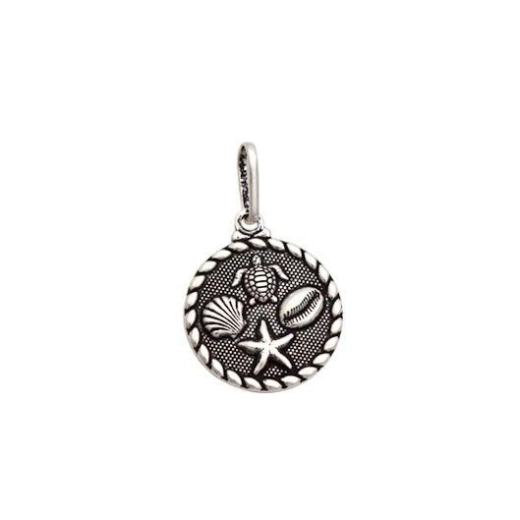 Pingente medalha elementos do mar prata 925 Produto Pingente medalha elementos do mar prata 925