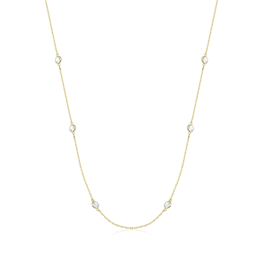 Produto Colar de Ouro 18k Elo Quadrado com 65cm e Pedras de Zircônia
