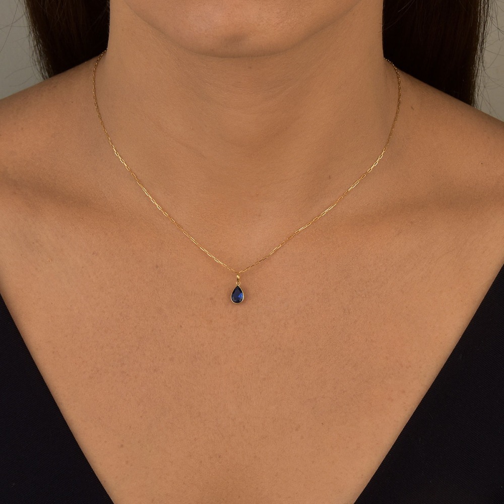 Produto Colar de Ouro 18k Elos Longos com Ponto de Luz Gota e 45cm