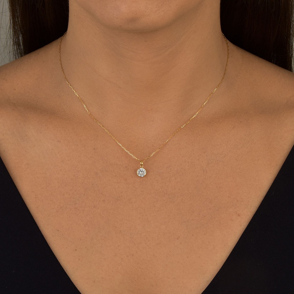 Produto Colar de Ouro 18k Elos Longos com Ponto de Luz Redondo e 45cm
