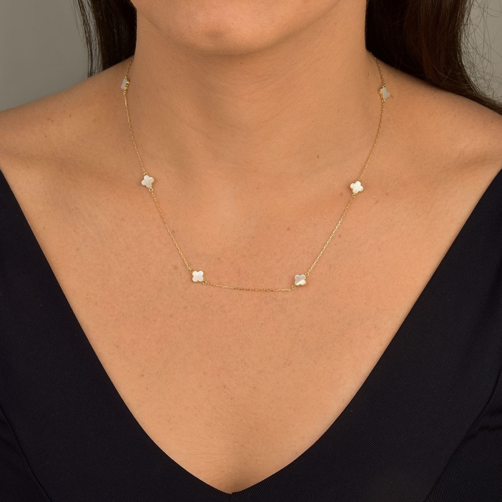 Produto Colar de Ouro 18k Trevos com 6mm e 45cm