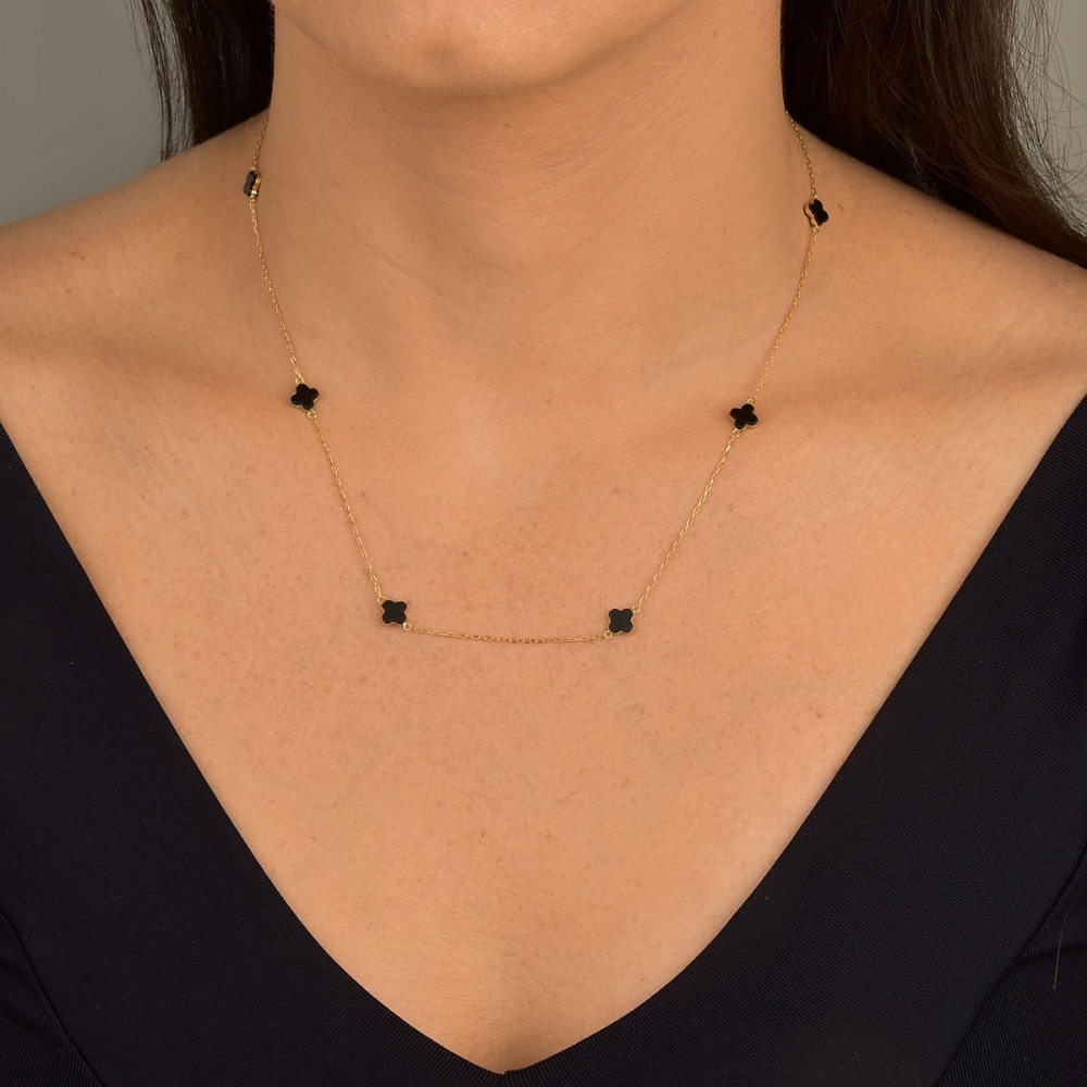 Produto Colar de Ouro 18k Trevos com 6mm e 45cm