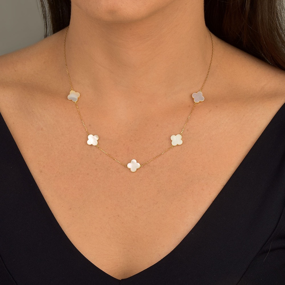 Produto Colar de Ouro 18k Trevos e 44cm