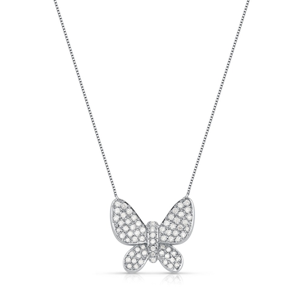 Produto Colar de Ouro Branco 18k Borboleta com Diamantes