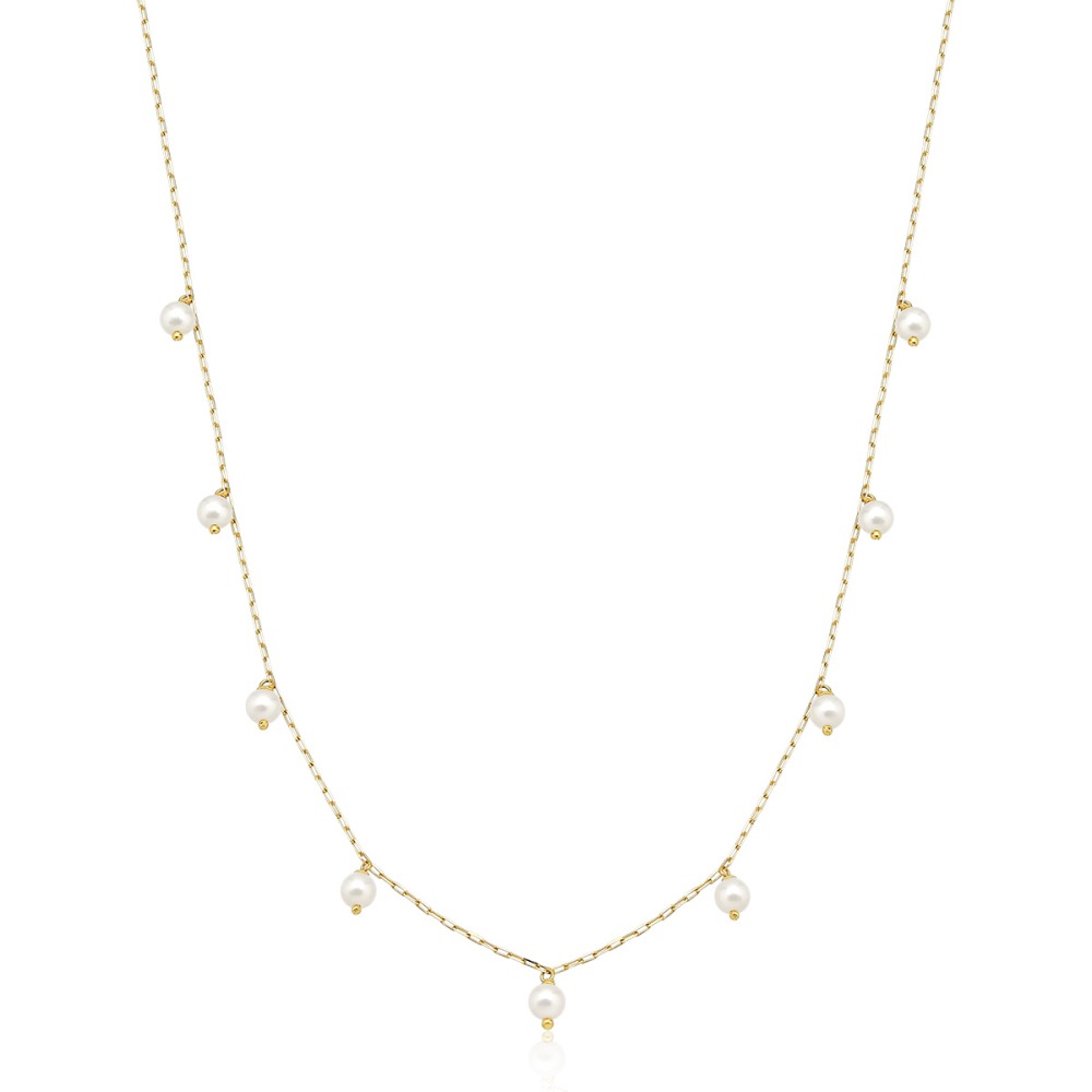 Produto Colar Feminino de Ouro 18k com Pérolas Pendentes