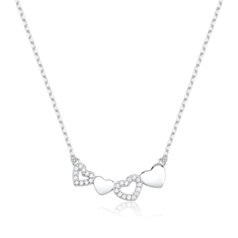 Colar Feminino de Prata 925 Canga com Corações Delicados Produto Colar Feminino de Prata 925 Canga com Corações Delicados
