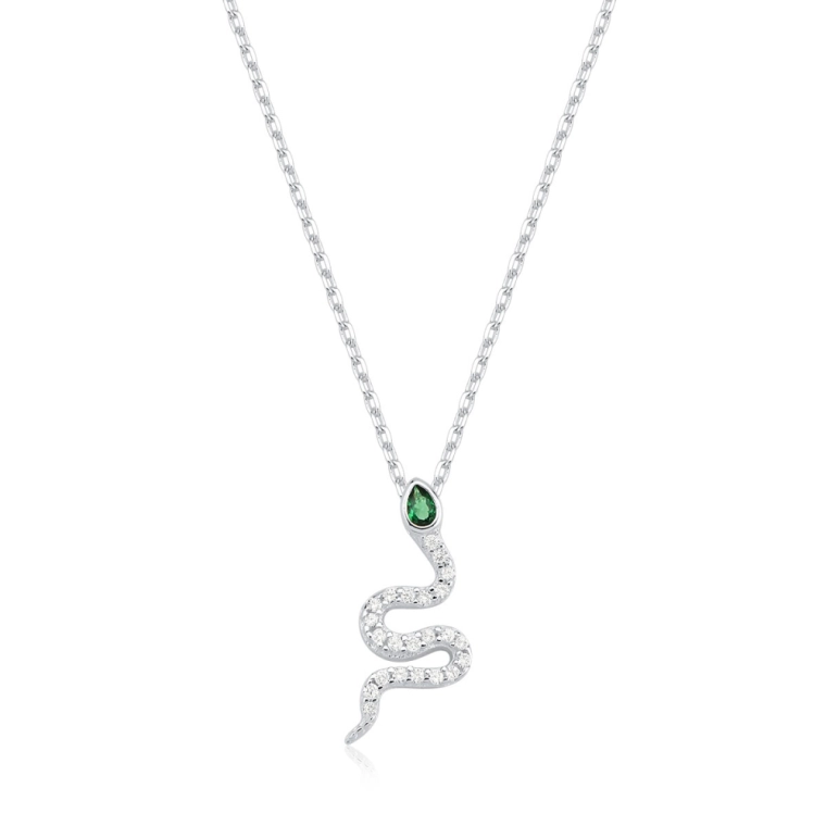 Colar Feminino de Prata 925 Cobra Cravejada Produto Colar Feminino de Prata 925 Cobra Cravejada