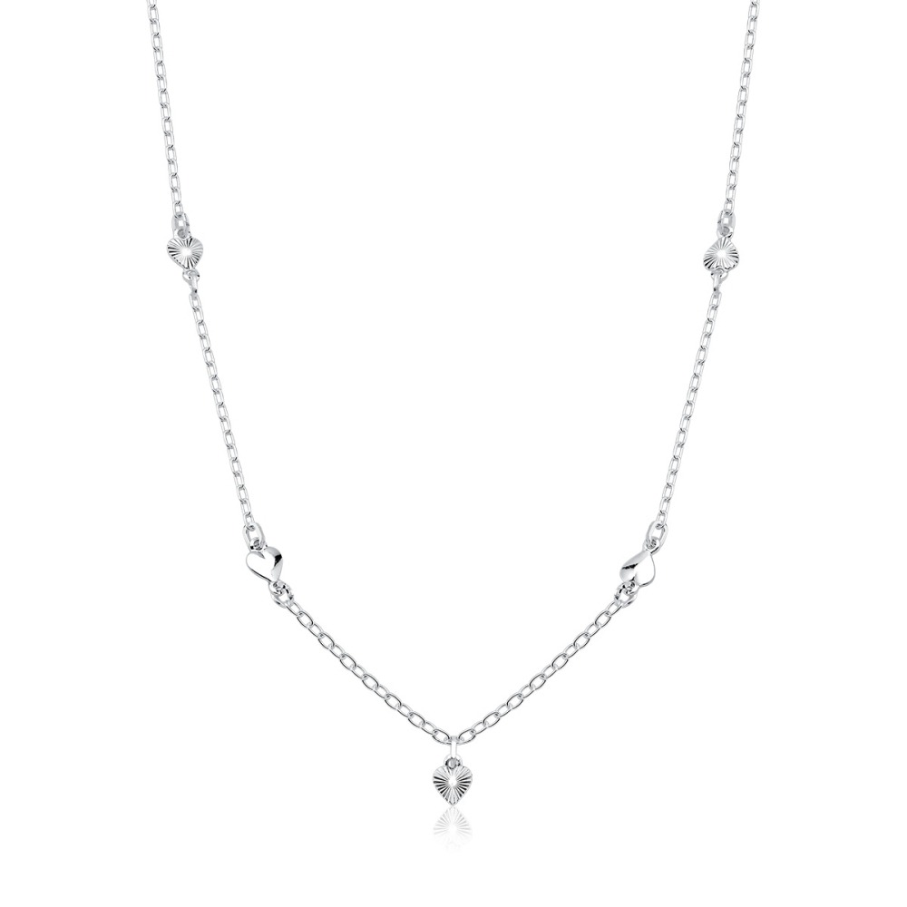 Colar Feminino de Prata 925 Corações Detalhados Produto Colar Feminino de Prata 925 Corações Detalhados