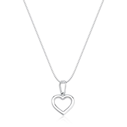 Colar Feminino de Prata 925 Coração Vazado Produto Colar Feminino de Prata 925 Coração Vazado