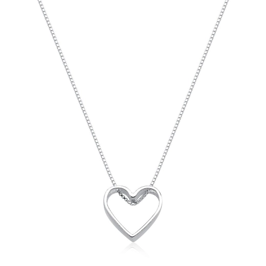Produto Colar Feminino de Prata 925 Veneziana com Coração Vazado