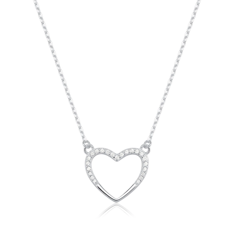 Produto Colar Feminino de Prata 925 Coração Vazado com 1,2cm