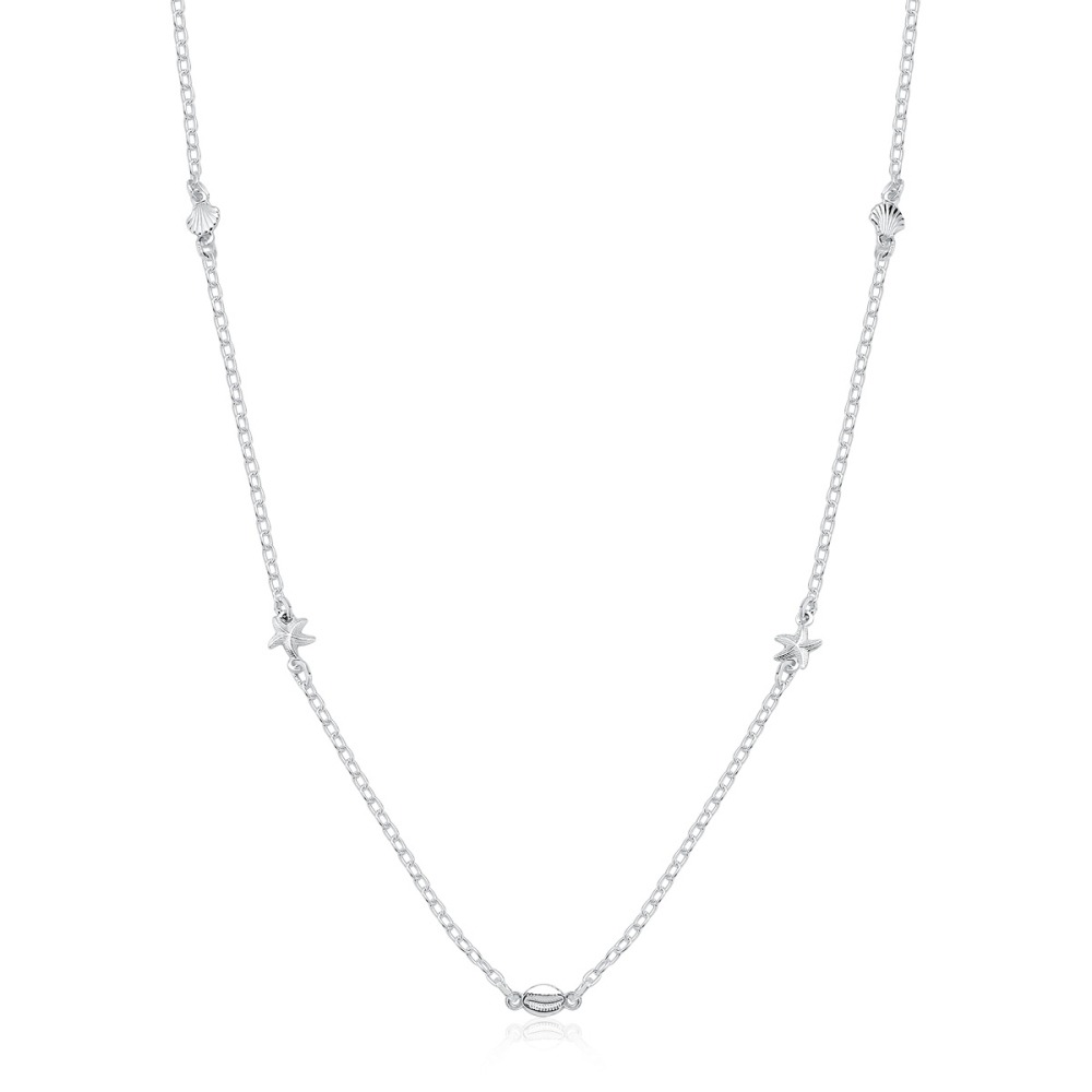 Colar Feminino de Prata 925 Elementos do Mar 60cm Produto Colar Feminino de Prata 925 Elementos do Mar 60cm