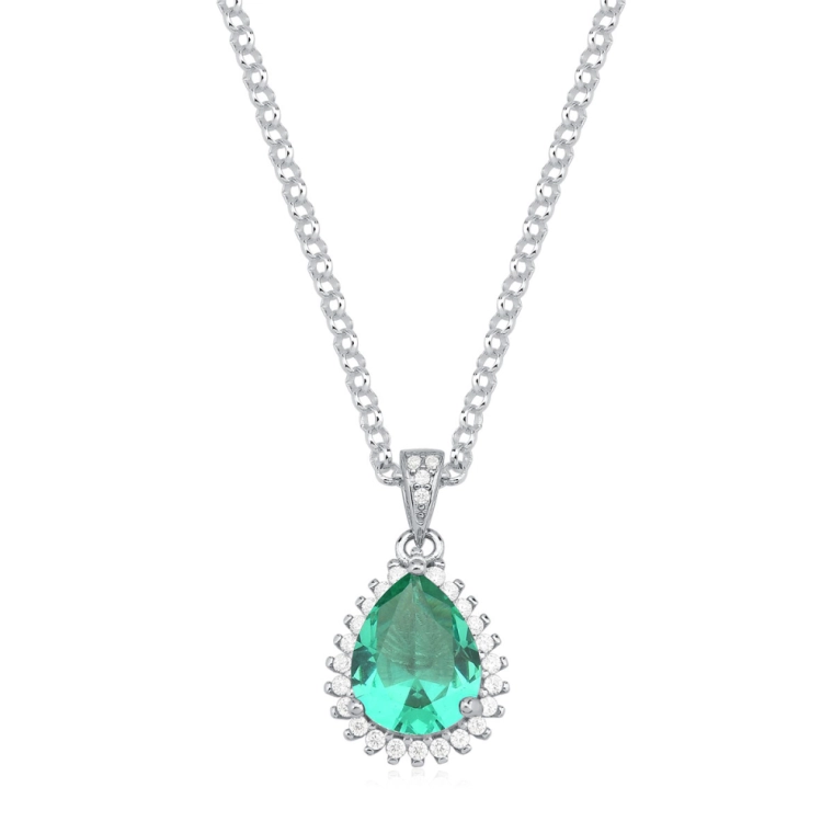 Produto Colar Feminino de Prata 925 Elo Português e Gota Cravejada