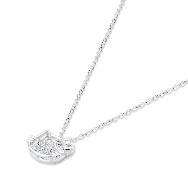 Colar Feminino de Prata 925 Gatinha Cravejada Produto Colar Feminino de Prata 925 Gatinha Cravejada